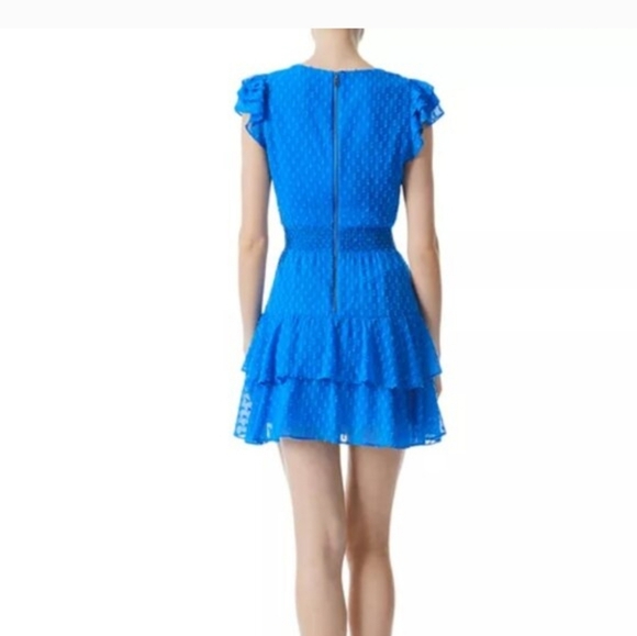 Alice + Olivia Blue Ruffle Sleeve Mini Dress No Tag See Mesurements - Picture 3 of 16